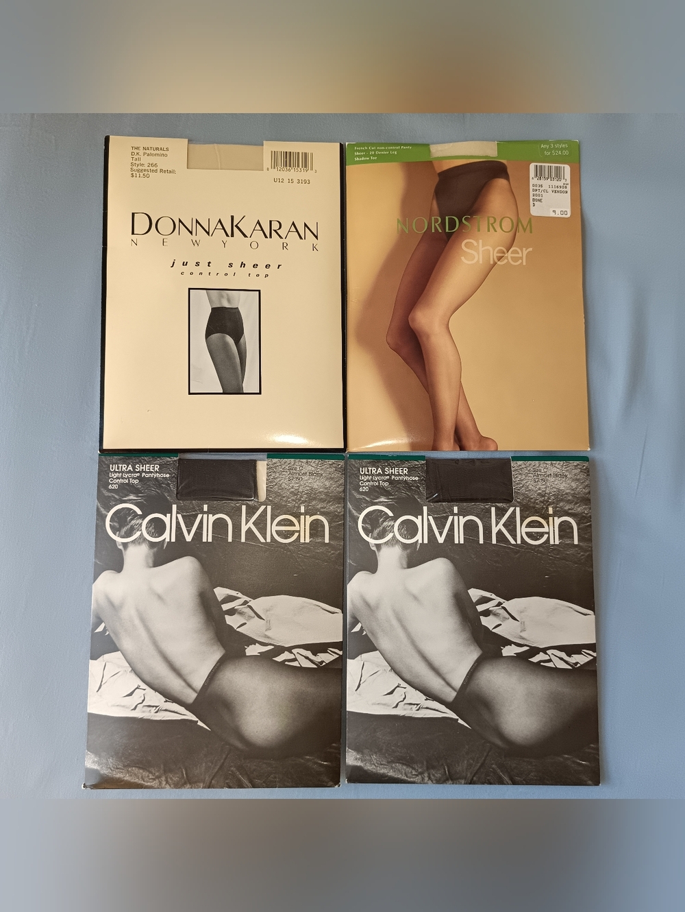 Vintage Designer Sheer Pantyhose DKNY Calvin Klein Nordstrom MADE IN USA 4 Pair
